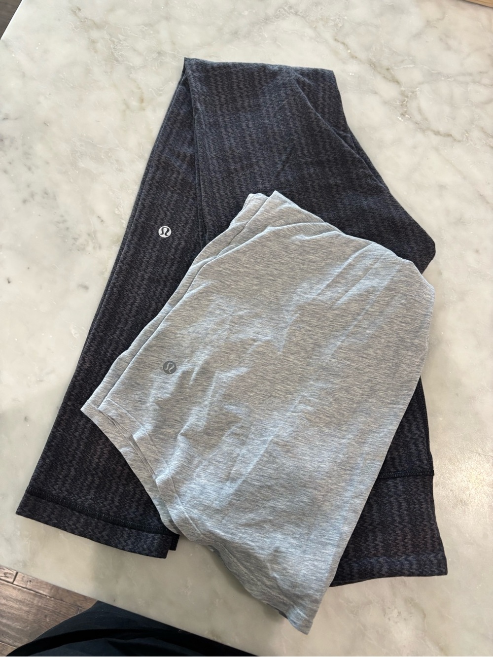 lululemon athletica Gray Top with Black Patterned Leggings